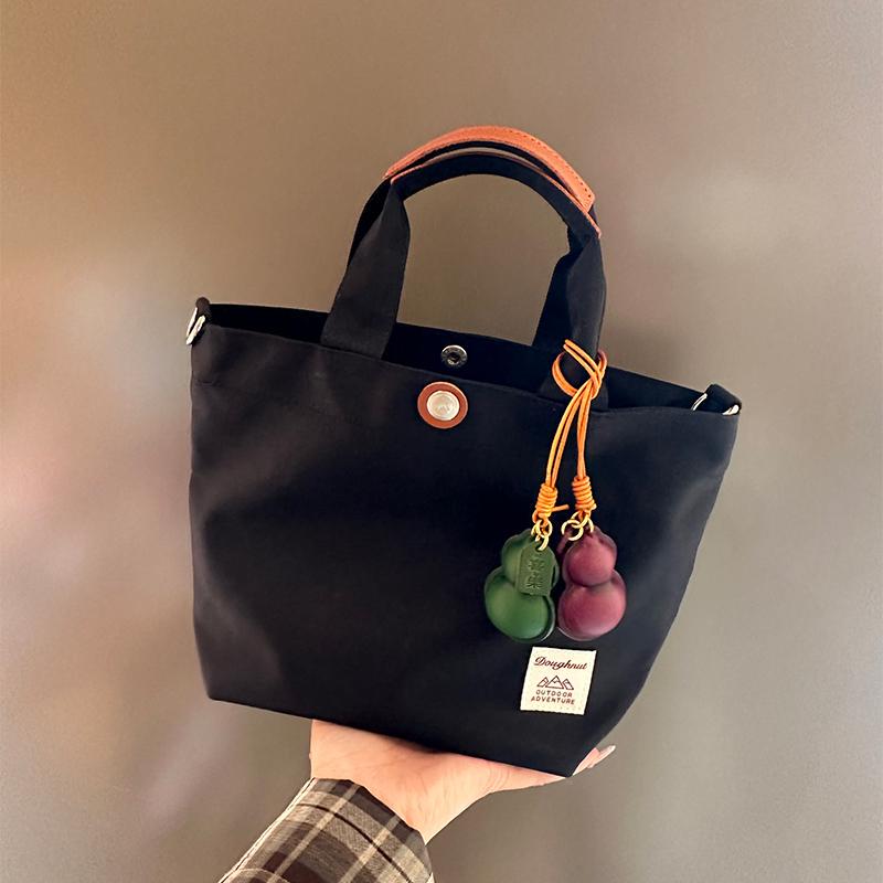 Work Miscellaneous Items Small Tote Bag Lunch Box Bag Zipper Waterproof Canvas Bag Commuting Crossbody Handbag Ultra-Lightweight Tote Bag