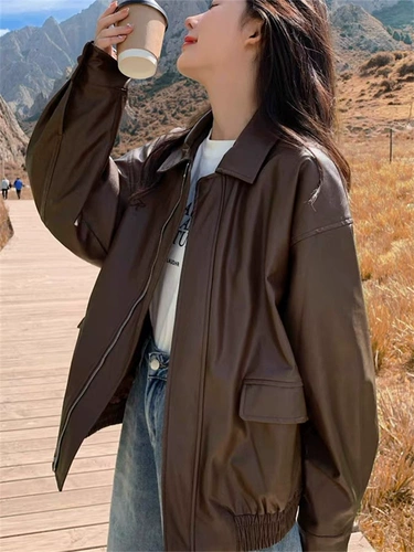 Короткая осенняя черная полиуретановая куртка, подходит для подростков, в американском стиле