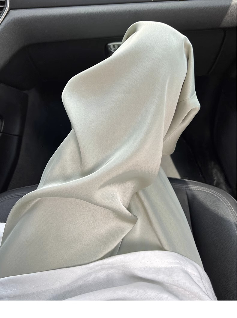 Pantalon large bleu acide acétique pour femme, pantalon ample décontracté, taille haute, en satin et soie glacée, printemps et automne_voghion.com