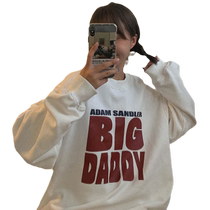 Hong Kong style Harajuku style long-sleeved sweatshirt for women autumn thin Korean version oversize lazy style letter versatile top trendy