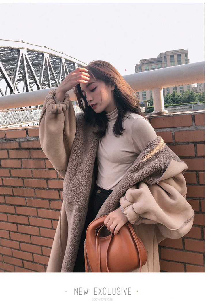 Áo khoác len nữ mùa đông dài, áo khoác lông cừu rộng quá gối trên đầu gối - Bông các mẫu áo phao nữ đẹp