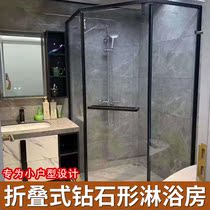 Custom bathroom diamond type swing door 304 stainless steel tempered explosion proof glass bath room diamond shaped shower room