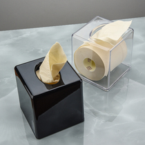 Acrylic transparent paper towels box black upscale square plastic resistant paper cramps thickened napkin cramps