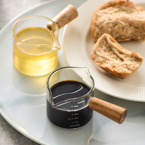 Japanese-style glass milk handle coffee with milk pot with measuring cup mini-pointed milk cans
