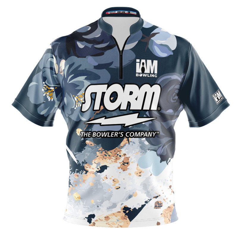 Storm Ds Storm Bowling Jersey Blue and White Short Sleeve Top 3D Polo 2062-St Storm Ds Storm Bowling Jersey Blue and White Short Sleeve Top 3D Polo 2062-St