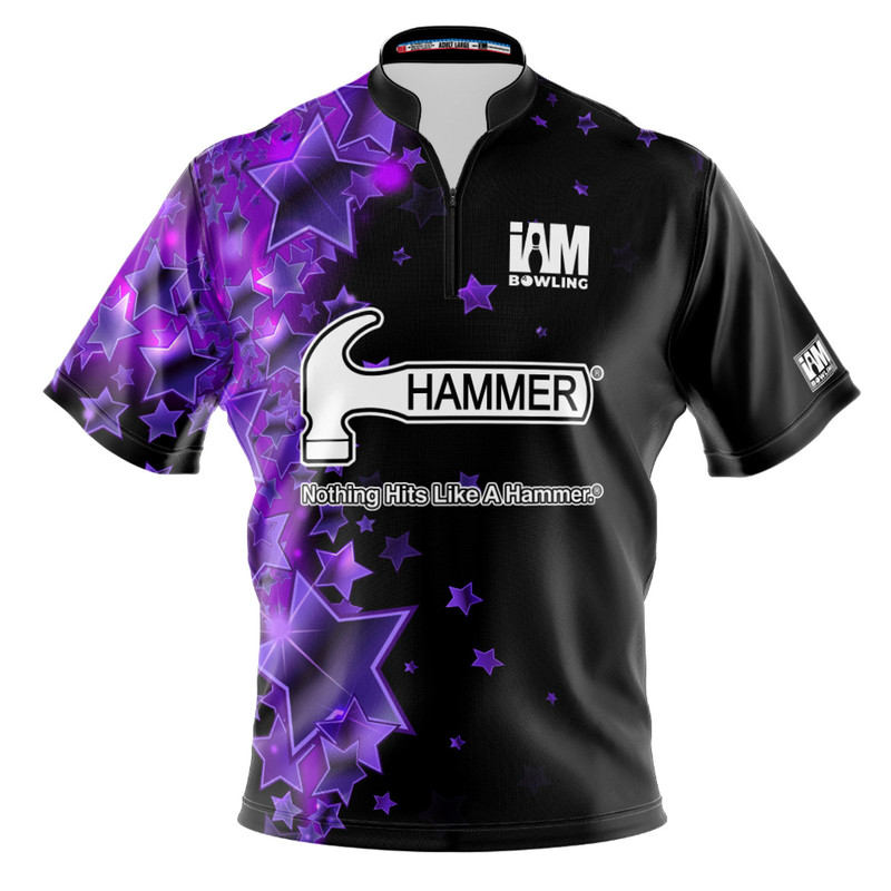 Hammer Ds Bowling Jersey Black and Purple Patchwork Bowling Short-Sleeve Top 3D Polo Fir 2135-Hm