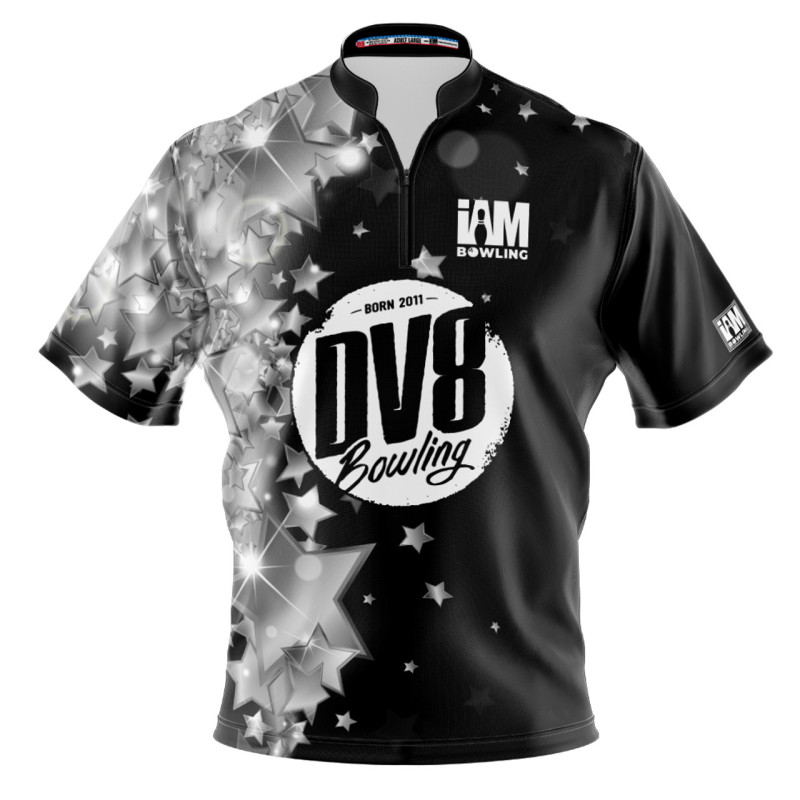 Dv8 Bowling Jersey Gray Star Bowling Uniform Short Sleeve Top 3Dpolo 2137-Dv8