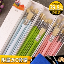 Shis Picasso brush 10 sets Bristle gouache brush Wolf brush Nylon oil painting pen Fishtail fan-shaped brush