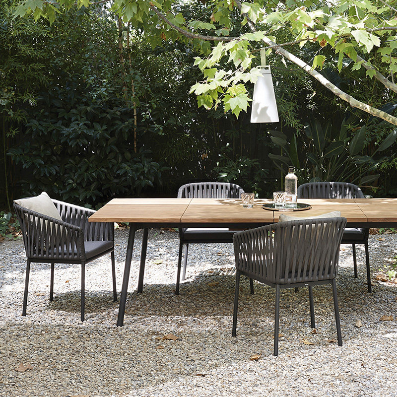 Nordic leisure rattan outdoor furniture dining table and chair combination outdoor courtyard open-air terrace balcony garden rattan chair