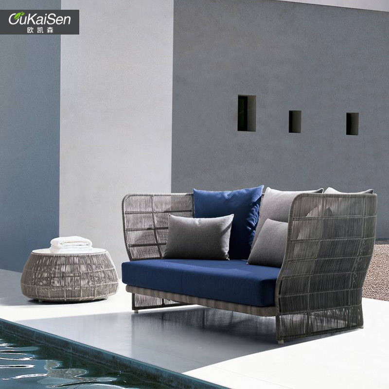 Imitation rattan outdoor sofa furniture coffee table combination outdoor courtyard garden greenhouse three single double waterproof sunscreen