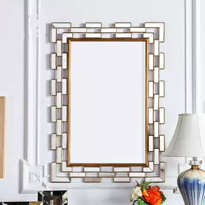 Simple bathroom mirror Wall-mounted bathroom mirror European-style powder room mirror Bathroom glass makeup mirror Entrance decorative mirror