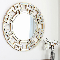 Pastoral style Chinese elliptical bathroom mirror cosmetic mirror porch decorative mirror retro gold toilet European bathroom mirror