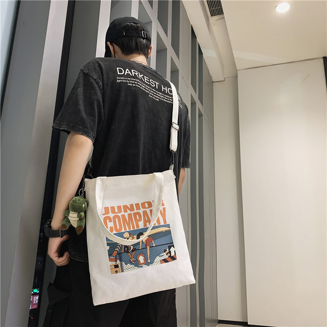 ນັກຮຽນມັດທະຍົມ handbag carrying book bag boy high school students boy custom canvas bag crossbody backpack literary shoulder bag