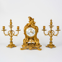 Tim European antiques Western antiques French home decoration collection ornaments gilt copper mechanical clock