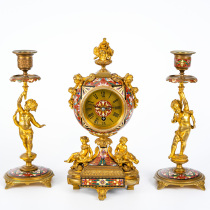 Tim European antiques Western antiques French home decoration collection ornaments copper body enamel candlesticks mechanical clocks