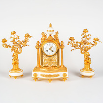 Tim European Antiques Western Antiquities French Home Decoration Ornaments Mechanical Movement with Candlestick Three-piece Clock Set