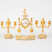 Tim European Antiques Western Antiquities French Home Decoration Ornaments Mechanical Movement Copper Gilt Marble Clock