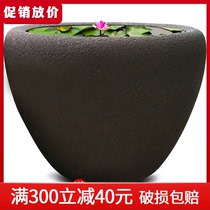 Antique coarse pottery bubble glaze iron glaze ceramic fish tank filter oxygenated water circulation living room courtyard lotus water lily water lily tank