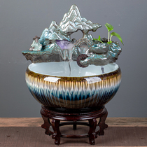 Jingdezhen Ceramic Fish Tank Flowing Water Fountain Home Small Gold Fish Tank Large Size Fish Basin Living Room Plus Wet Opening Pendulum