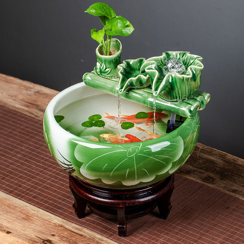 Jingdezhen Ceramics Flowing water swinging pieces Home Living room Small Merchants Circulation Flowing Water Fish Tank Table making Scenery Decorations