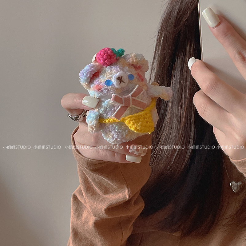 Plush Cute SHOULDER BAG SMALL BEAR SMALL RABBIT APPLY AIRPODS SECOND GENERATION APPLE WIRELESS BLUETOOTH HEADPHONE PROTECTIVE SLEEVE PRO