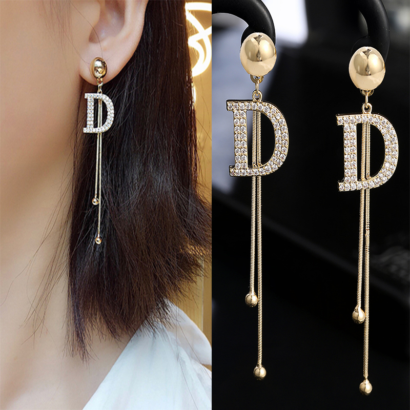 Hayery Irving net red 2020 new earrings female letter minimalist Temperament Long version Stream Sousin ear Ear Accessories Tide