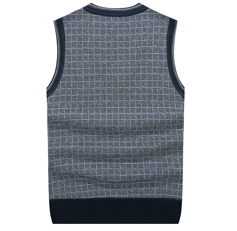 Áo vest kẻ sọc trung niên ấm áp mùa đông nam cộng với nhung dày áo len đan áo vest trung niên áo len dệt kim