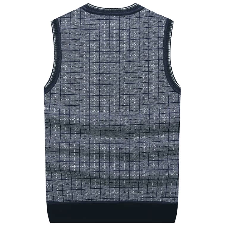 Mùa đông ấm áp vest nam cộng với nhung dày v-cổ tay áo kẻ sọc vest nam đan áo len len vest nam đẹp