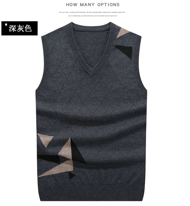 Áo len mùa thu và mùa đông vest nam cổ chữ V đan len dòng vest xu hướng vest nam vest mùa thu không tay vest áo vest nam đẹp