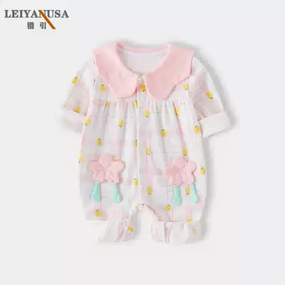 One-year-old baby spring female baby jumpsuit spring and autumn foreign pie baby clothes thin cotton spring cotton Princess super cute