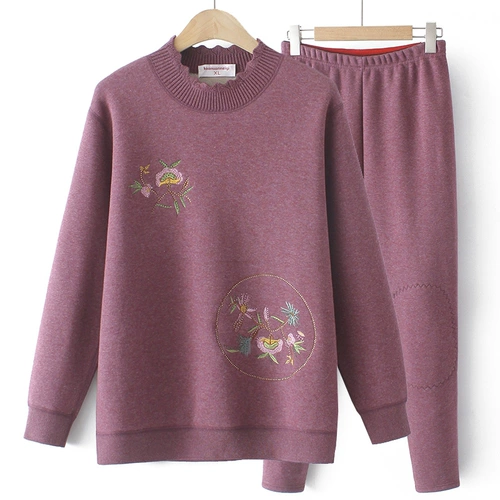 Осенний утепленный приятный телу удерживающий тепло пуховик для матери для пожилых людей для кормящих грудью, нижнее белье, комплект, 60 лет, для среднего возраста