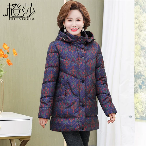 Пуховик для матери с пухом, демисезонная модная куртка, коллекция 2022, для среднего возраста, увеличенная толщина
