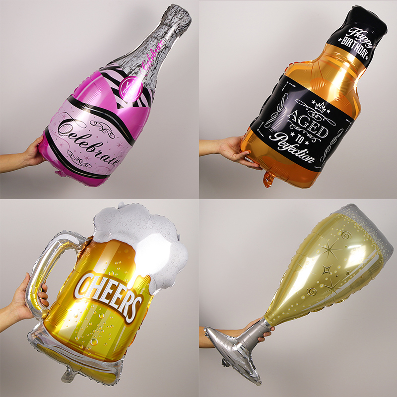 Aluminum film balloon cartoon creative decoration birthday layout of ktv bar champagne glass whiskey jacket beer wholesale