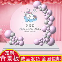 Hundred-day banquet stage background wall KT board childrens male and female baby Full Moon Birthday party decoration items