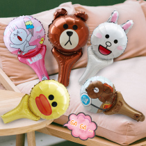 Cute cartoon holding Stick small animal aluminum film balloon brown bear CONI bunny baby birthday party decoration arrangement