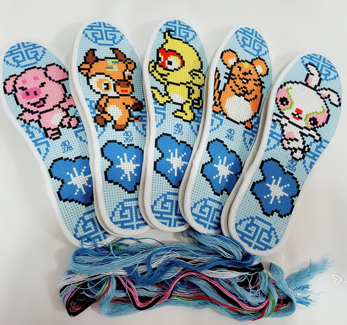 Philharmonic print non-fading pinhole cross stitch 12 zodiac insole cotton non-fleece embroidery handmade unisex