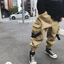 2021 autumn and winter new Zhongda children's overalls Korean version of boys baby loose casual toe pants Harlan pants