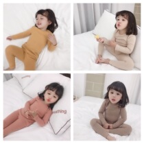 2019 autumn new boys and girls solid color soft wool frame cotton bottoming shirt pajamas two-piece home suit