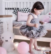 Girls' tutu Dress Summer Children's Cake Dress Baby Girl Condole Belt Pengpeng Yarn Princess Dress Baby Year One Dress