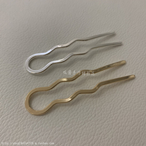 Copper hairpin curved surface u hairpin handmade hair jewelry accessories thick color retention copper wave U hairpin diy jewelry material