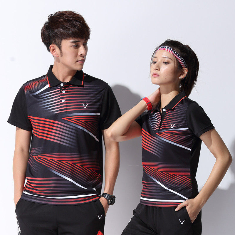 Summer polyester fiber casual collared short-sleeved men's and women's large size lapel slim fit sports POLO top quick-drying breathable T-shirt