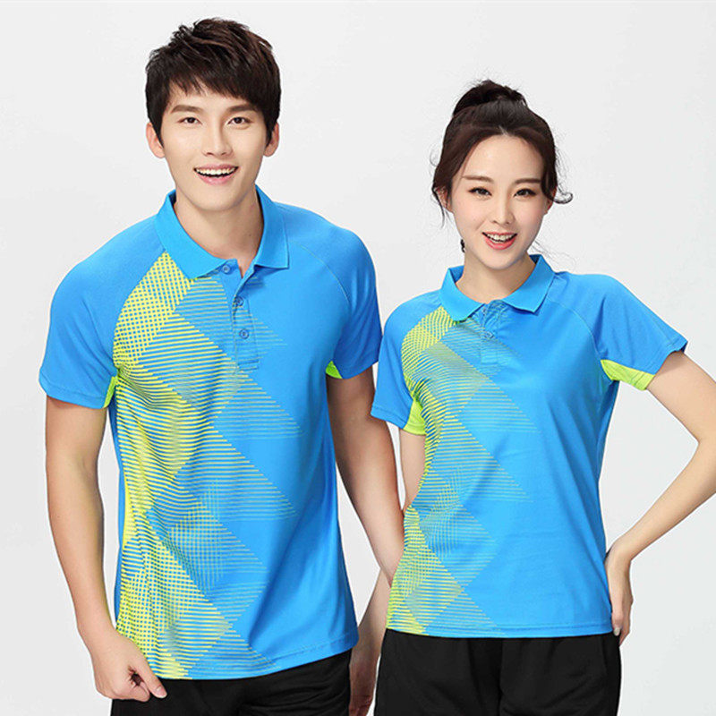 Summer polyester fiber with collar short sleeves Men and women casual turnover Turnover Rav-Laurenmarball T-Shirt blouses speed dry breathable customizations