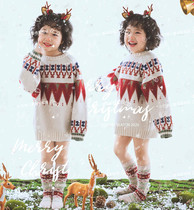 Photo studio Christmas theme shooting clothing girl model card photo photo children sweater personality art photo tide shooting clothes