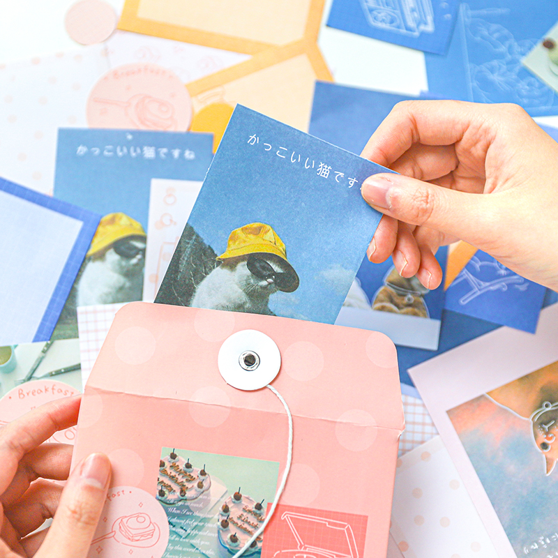 Hands Account Ins Wind Gift Shops Stickers Bag Cute Cartoon Minimalist Strokes Girl Cat Handbill Decoration Appliquise