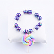 Purple rainbow simulation lollipop handmade beaded crystal bracelet female Princess Primary School imitation pearl cartoon bracelet