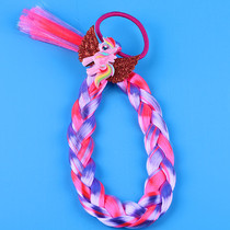 Cartoon horse head rope thick braid pink Pegasus hair cord ponytail dirty braid color girl wig hair braid head accessories
