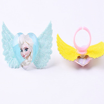 Frozen Princess Plastic Cartoon Small Ring Love Sophia Fabric Gold Powder Wings Angel Ring Jewelry