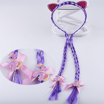 Pony Polly Purple Hyatt Princess Hairband Wigs Braids Cute Rabbit Ears with Tooth Non-slip Headband Childrens Hair Accessories