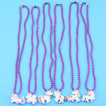 Princess cartoon necklace cute colorful pony fashion fantasy rainbow glitter ball chain Bulgari unicorn pendant