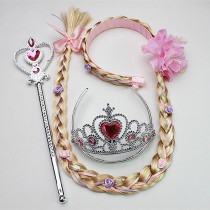 Rapunzel hairband braid crown magic wand 3 pieces set Sophia Anna love yarn children headgear hair accessories